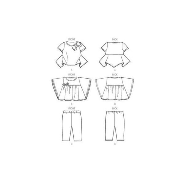 Butterick See and Sew Sewing Pattern 6005 Girls Top Leggings Size 2-8 - Picture 2 of 4